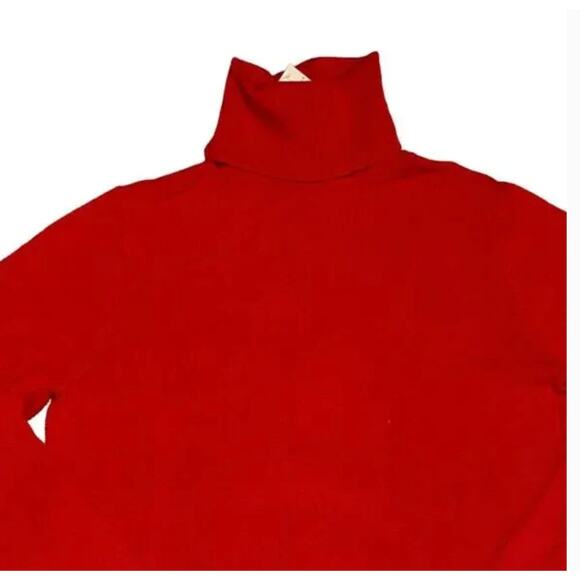 **NWT Ann Taylor Red W/Button Cuff Detail Turtleneck Sweater - SIZE MEDIUM - Picture 2 of 5